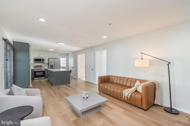 living room with light hardwood / wood-style floors