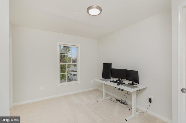 view of carpeted home office