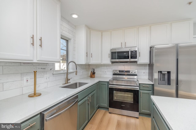 kitchen featuring white cabinets, sink, and stainless steel appliances