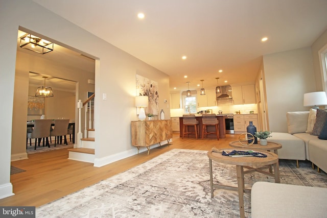 living room with wood-type flooring