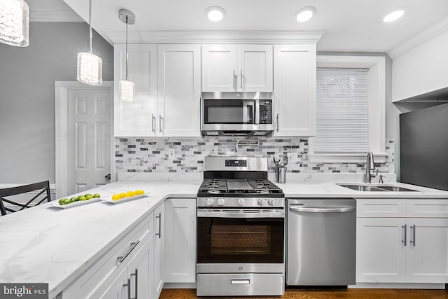 kitchen featuring white cabinets and stainless steel appliances