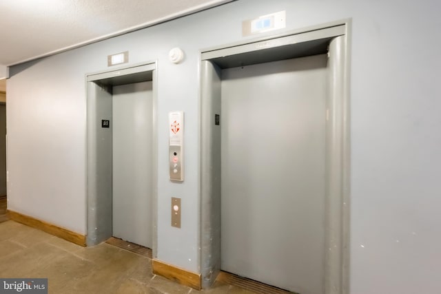 interior space with elevator