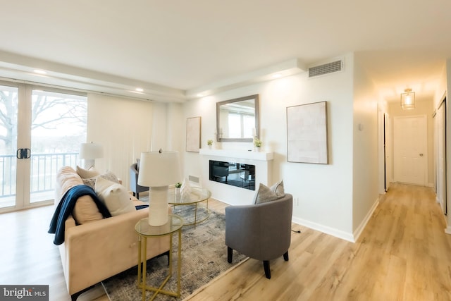 living room featuring light hardwood / wood-style flooring