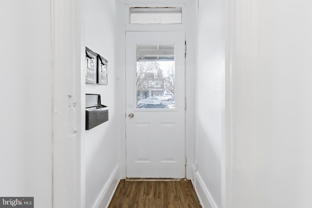 doorway to outside featuring dark hardwood / wood-style floors