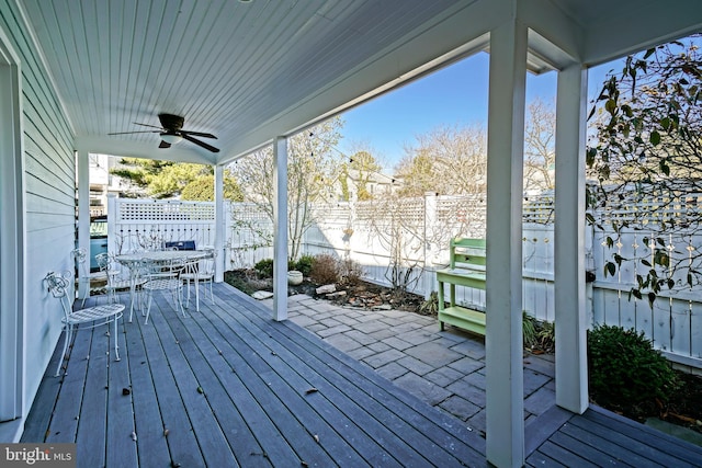 deck featuring ceiling fan