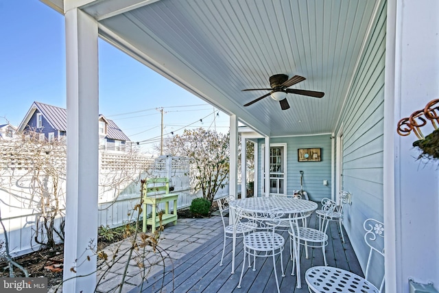 deck featuring ceiling fan