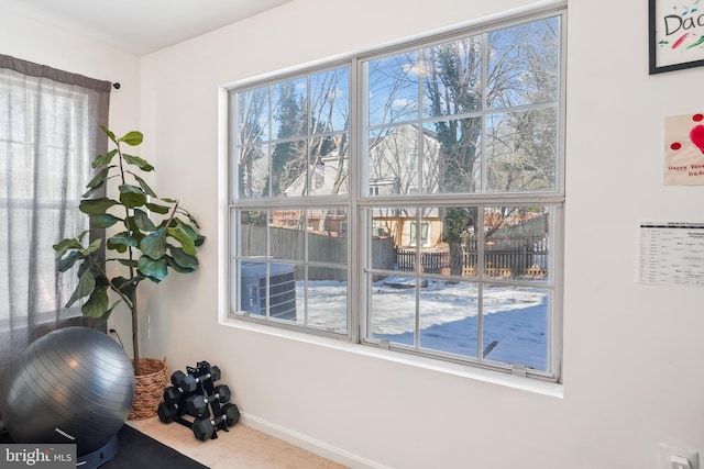 interior space with carpet flooring and a wealth of natural light