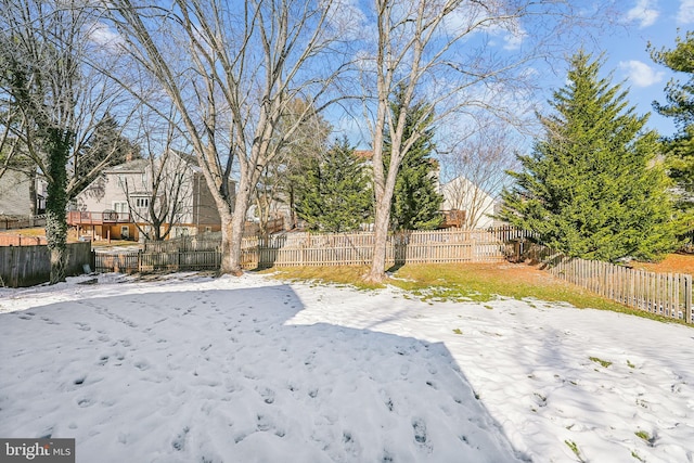 view of yard covered in snow