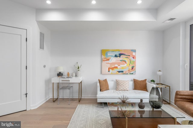 living room featuring light hardwood / wood-style flooring