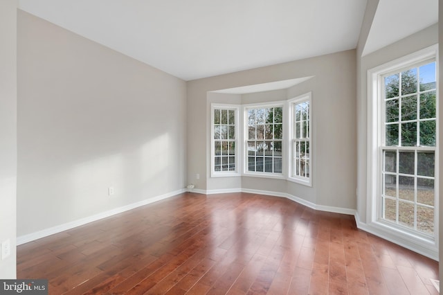 unfurnished room with hardwood / wood-style flooring