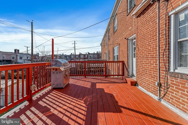 deck featuring grilling area