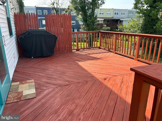 deck with a grill