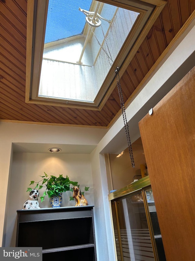 details featuring wood ceiling