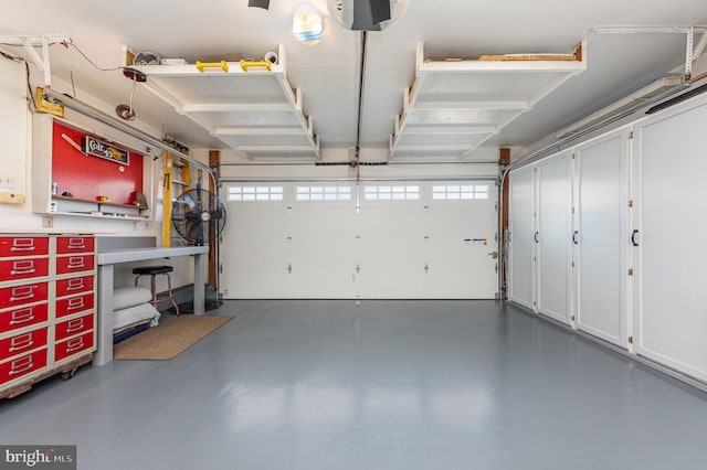 garage with a garage door opener