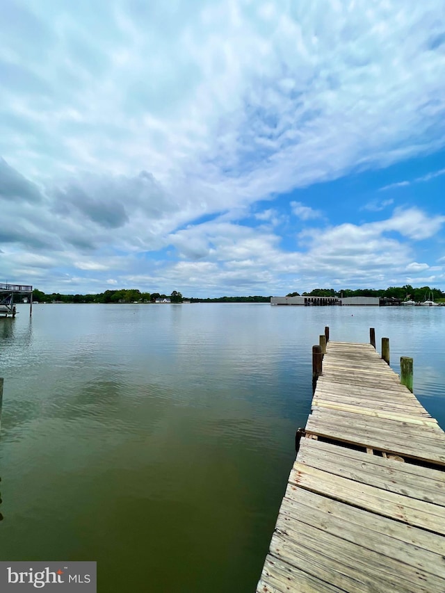 dock area featuring a water view