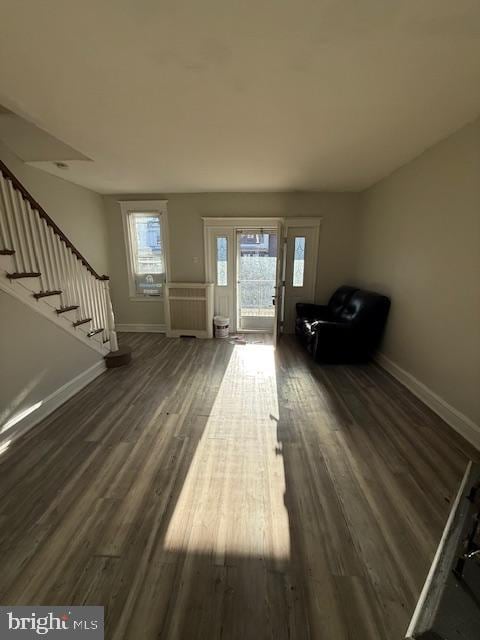 foyer featuring dark wood-type flooring