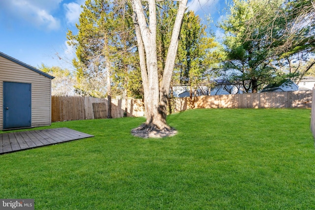 view of yard with a deck