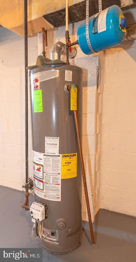 utility room with gas water heater