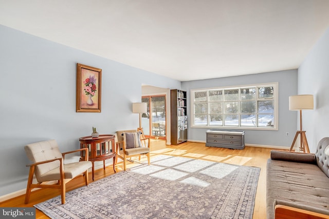 living room featuring light wood-type flooring