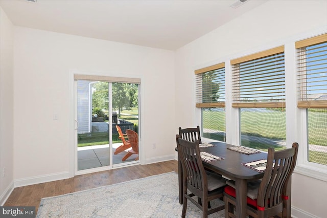 dining space featuring hardwood / wood-style floors