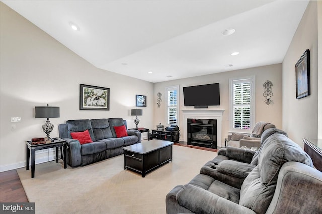 living room with light hardwood / wood-style flooring