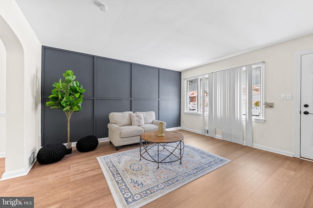 living room with light wood-type flooring