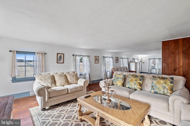 living room featuring hardwood / wood-style flooring