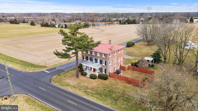 aerial view with a rural view