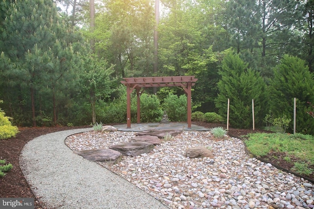 view of yard with a pergola