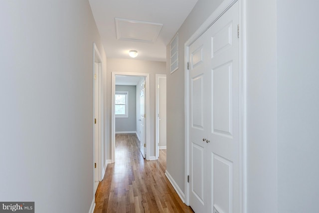 hallway with light wood-type flooring