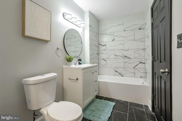 full bathroom featuring vanity, toilet, and tiled shower / bath