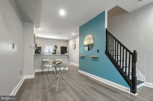 interior space with hardwood / wood-style floors