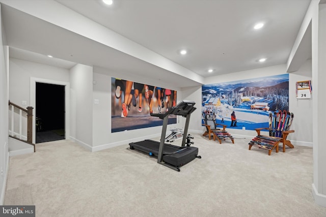 workout room with carpet floors