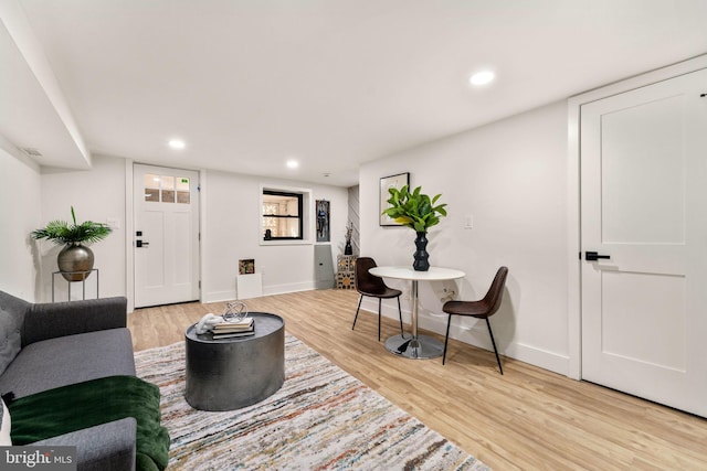 living room featuring light hardwood / wood-style floors