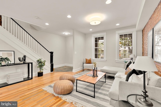 living room with hardwood / wood-style floors