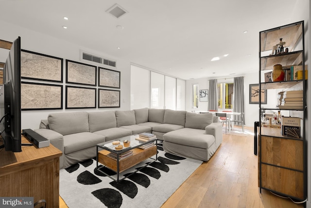 living room featuring light hardwood / wood-style floors