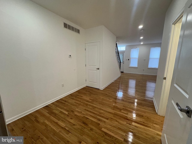 interior space with hardwood / wood-style floors