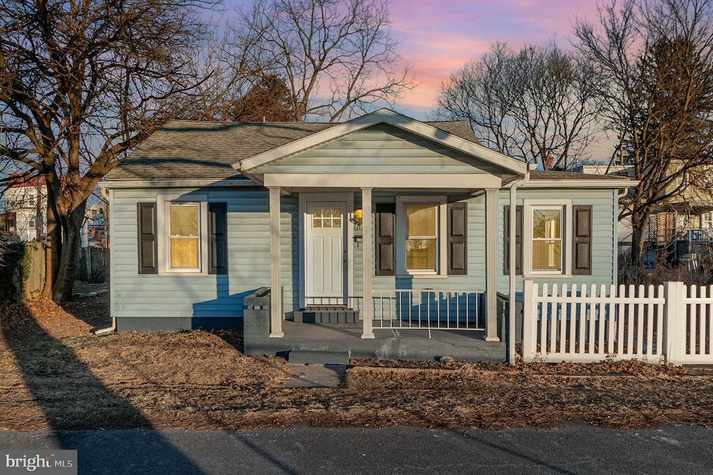 bungalow featuring a porch