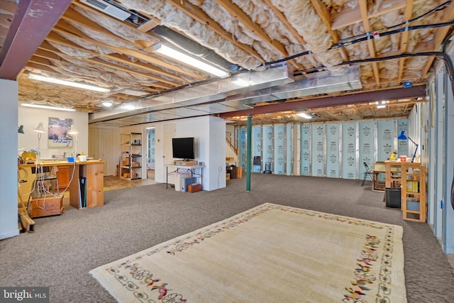 basement with carpet