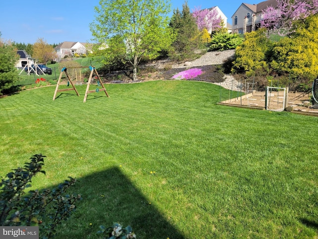 view of yard with a playground