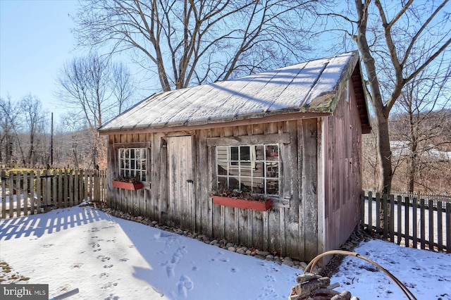 view of snow covered structure