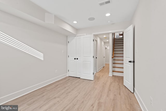 interior space with light hardwood / wood-style flooring