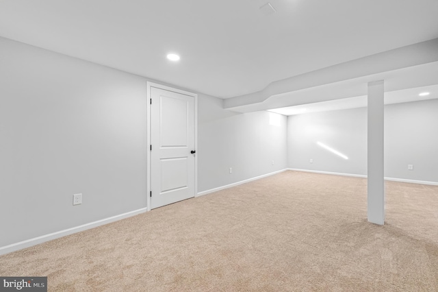 basement with carpet floors