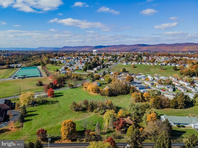 drone / aerial view with a mountain view