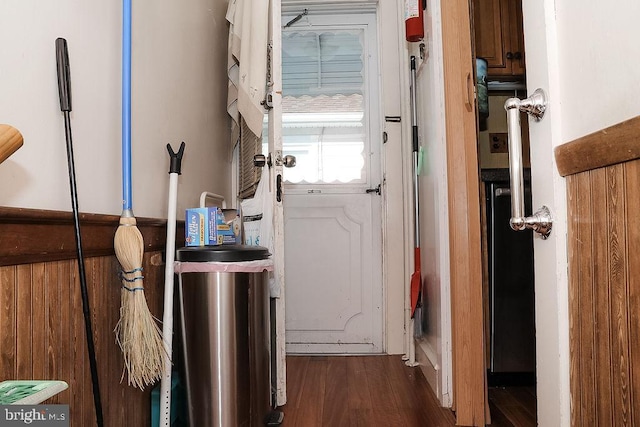 doorway to outside with dark hardwood / wood-style flooring