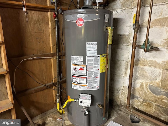 utility room featuring gas water heater