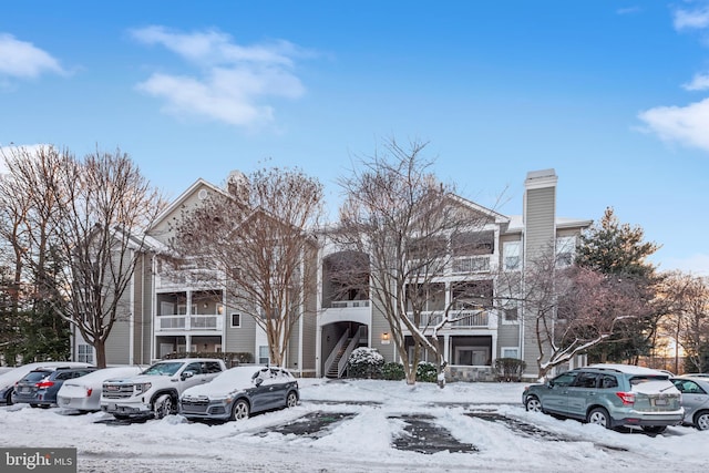 view of snow covered building