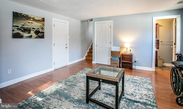 living room with hardwood / wood-style floors