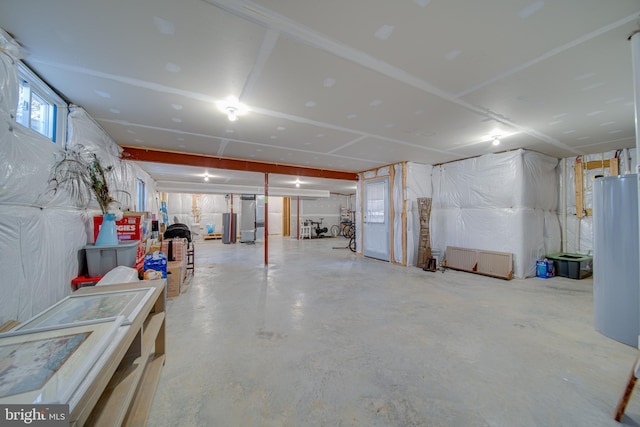 basement with water heater