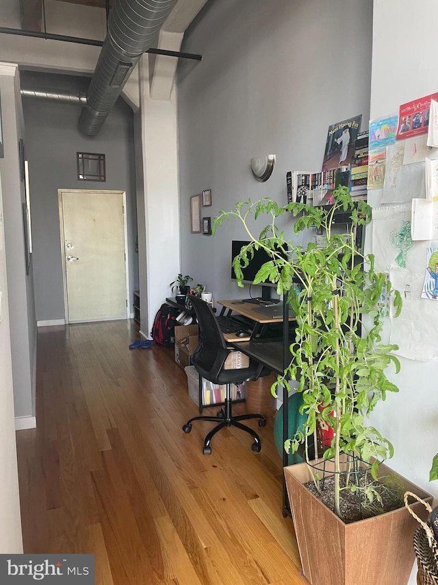 office area featuring hardwood / wood-style flooring